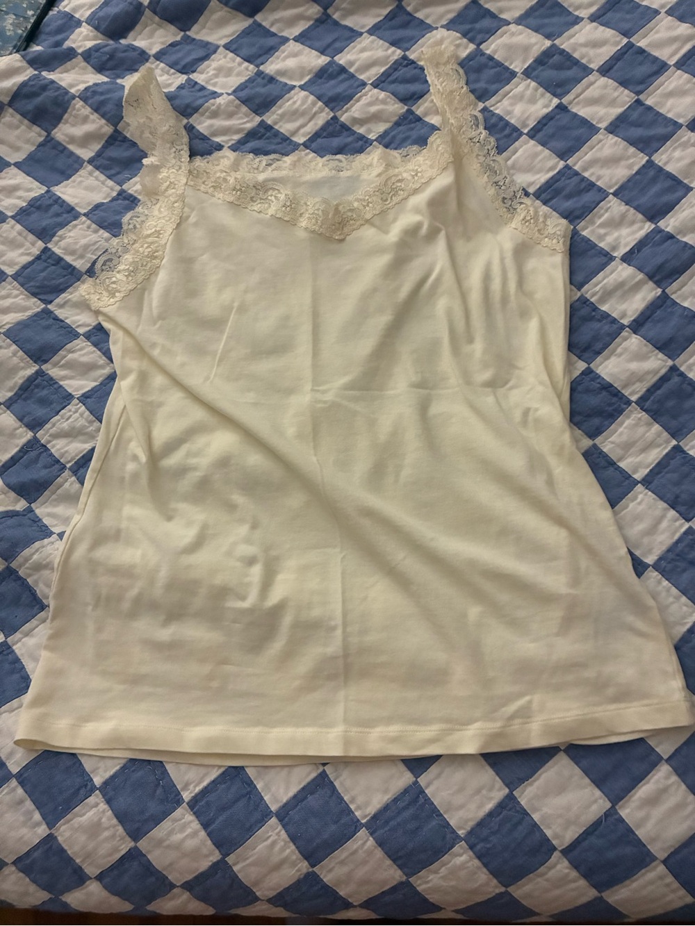 Romantic Cream Lace Trim Cami Tank Top